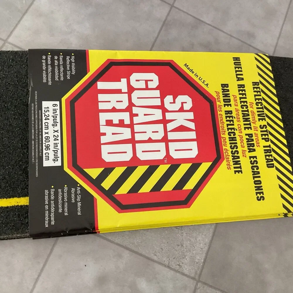 SKID GUARD 6” W X 24”Black/Yellow Stair Tread. New